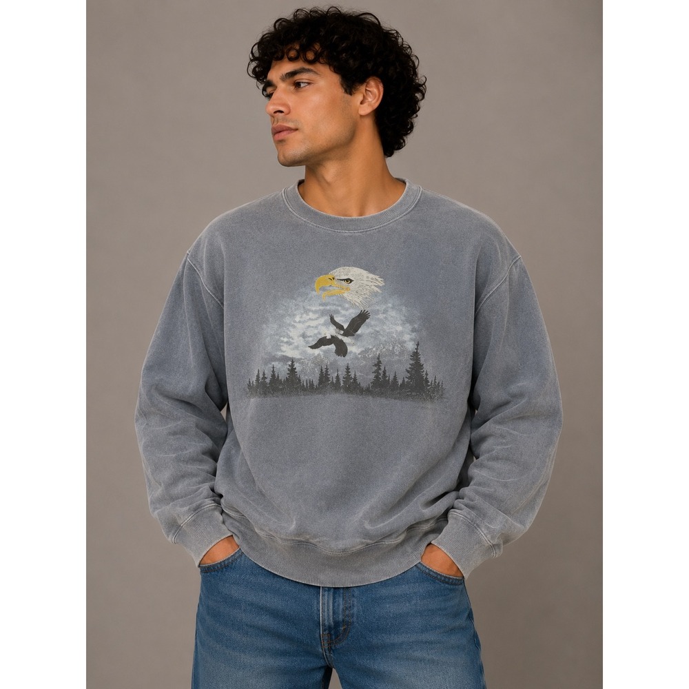 Northern Reflections Vintage Eagle Graphic Sweatshirt Blue Cotton Mens XL Canada